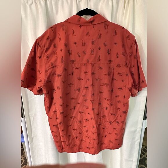 Field & Stream fly fishing print short sleeve button up shirt, Men's Size XL - Picture 3 of 9